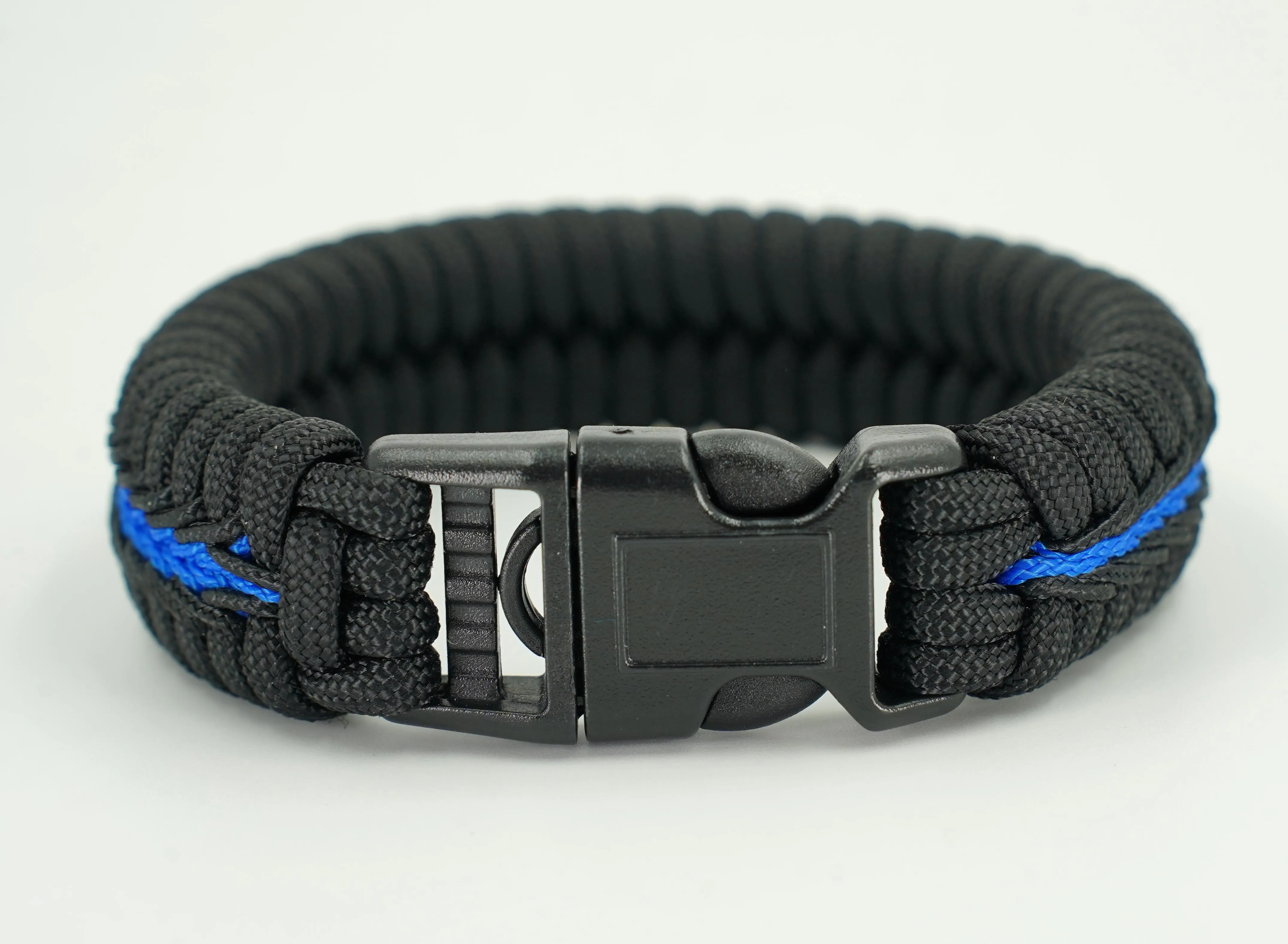 Deluxe Thin Blue Line Paracord Fishtail Bracelet with Back Up Handcuff Key