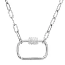 Diamond Carabiner Link Chain Necklace