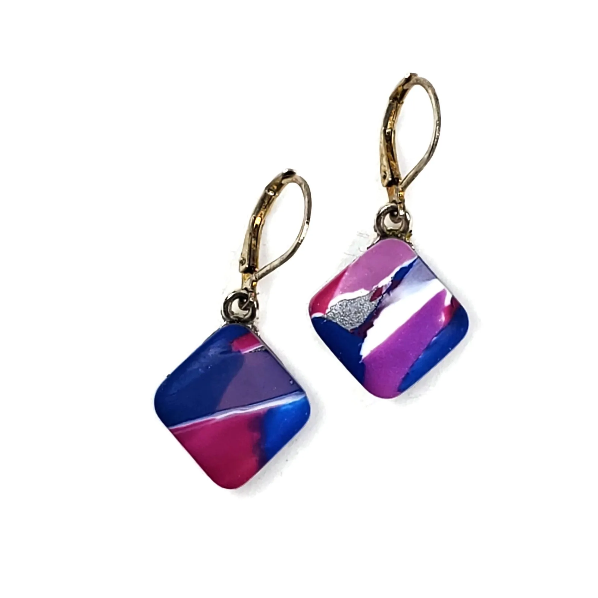 Diamond Dangle Earring - Blue