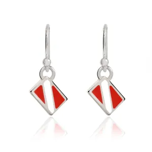 Dive Flag Earrings for Women Sterling Silver- Scuba Diving Gifts for Women, Scuba Diving Earrings, Dive Flag Charm Earrings, Gifts for Scuba Divers