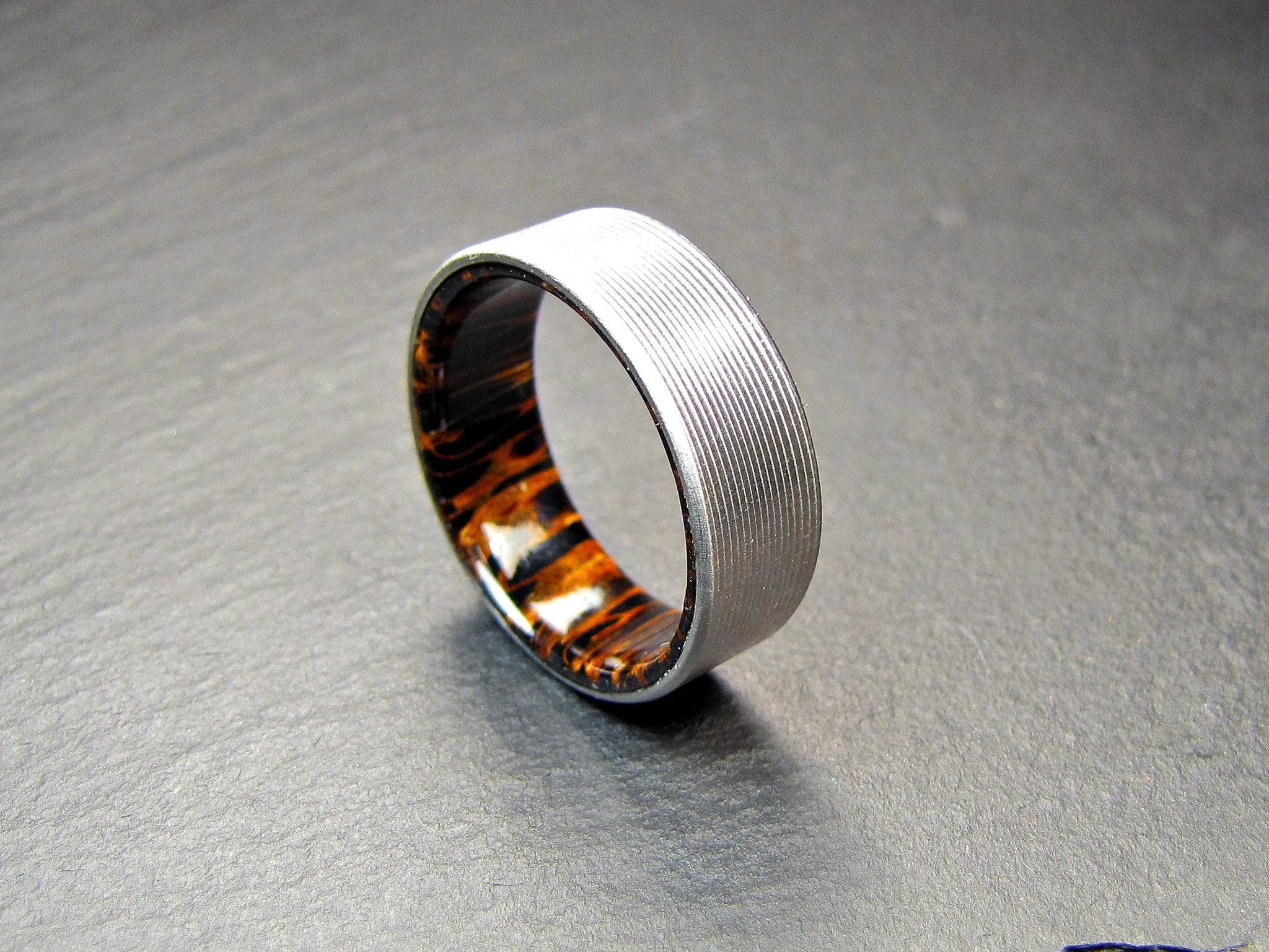 Duality (Black Palm) - Men's Titanium and Wood Wedding Ring