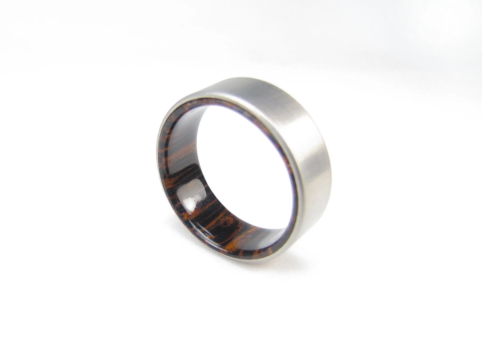 Duality (Black Palm) - Men's Titanium and Wood Wedding Ring