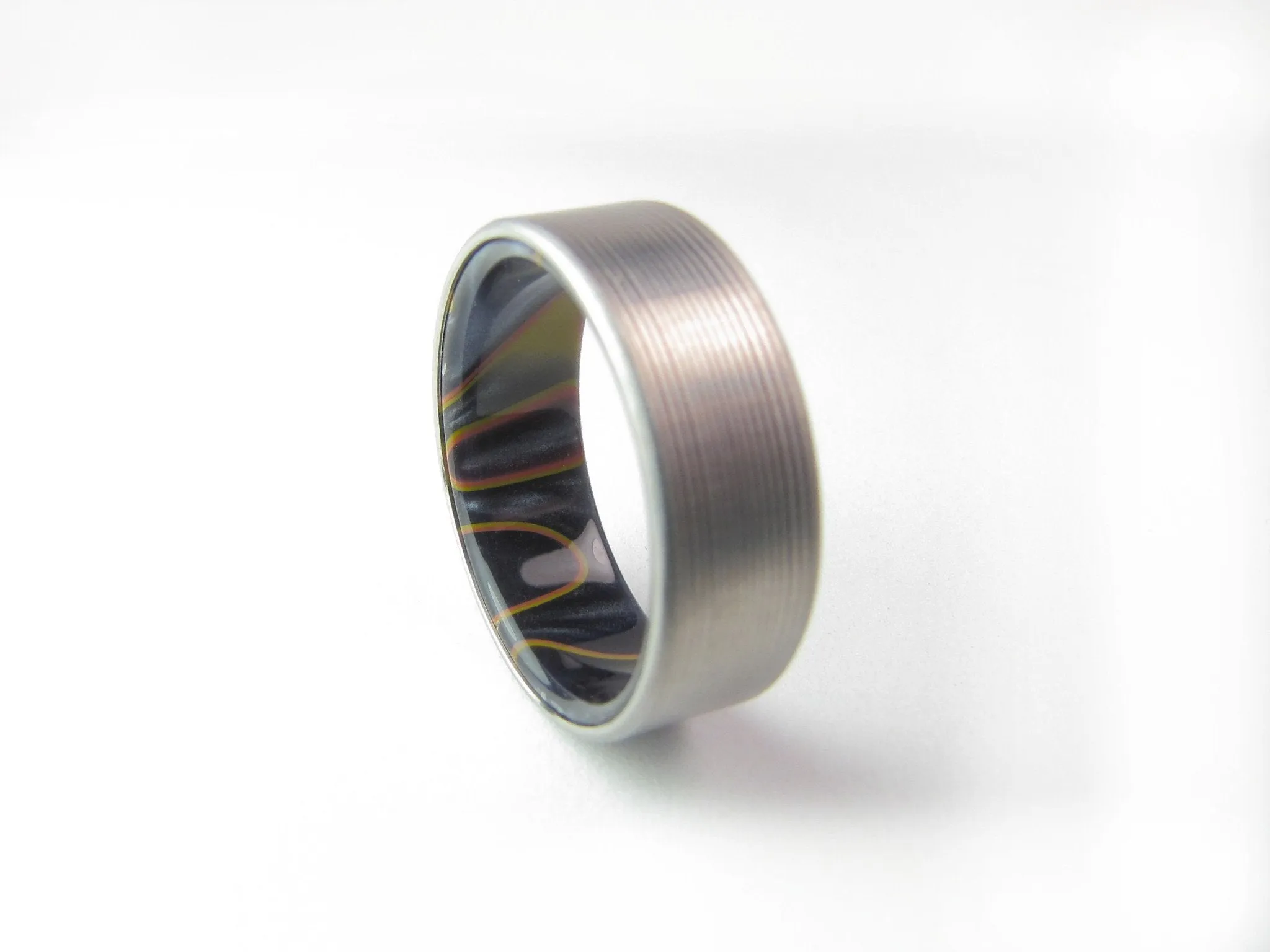 Duality (Magma Flow) Men's Titanium and Acrylic Wedding Band