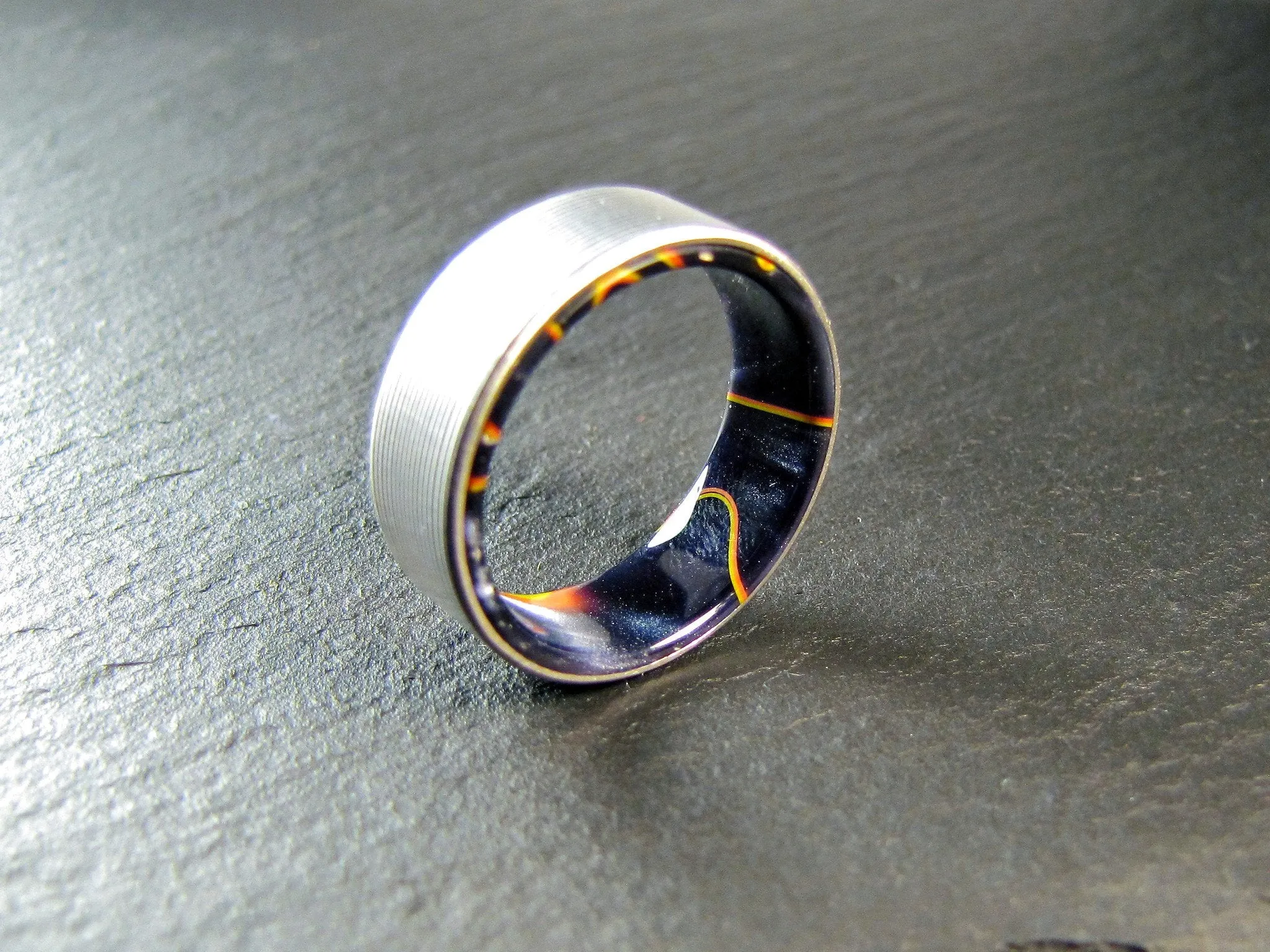 Duality (Magma Flow) Men's Titanium and Acrylic Wedding Band