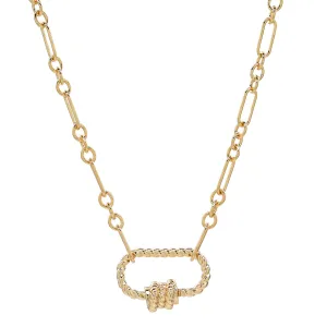 Elongated Oval Link Textured Carabiner Necklace