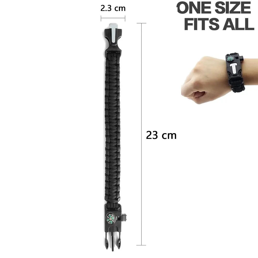 Emergency Paracord Bracelets | Set of 2| The Tactical Survival Gear| Flint Fire Starter, Whistle, Compass | Wilderness Survival-Kit for Camping/Fishing & More