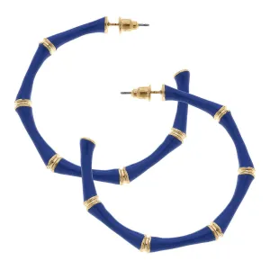 Emmeline Blue Bamboo Hoop Earrings