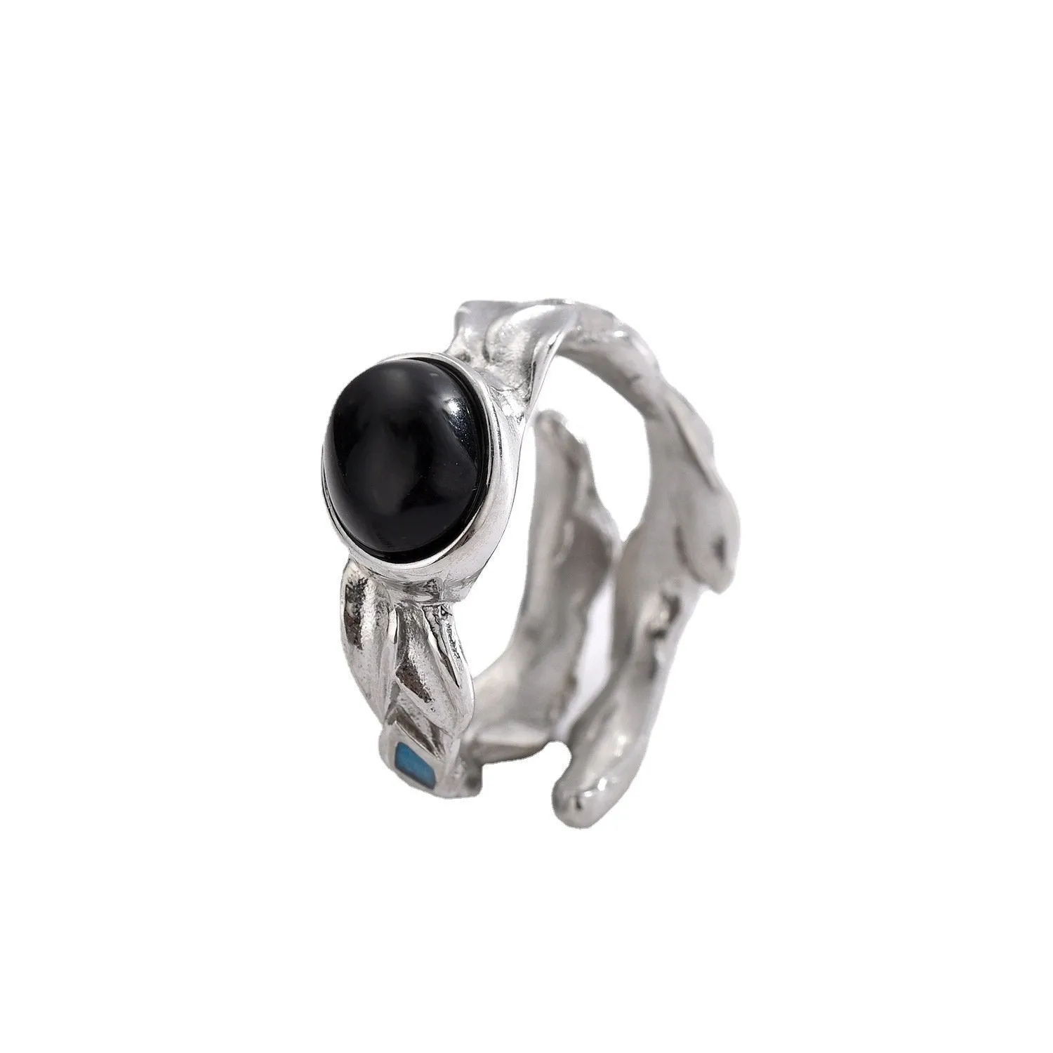 Europe And The United States Christmas Holiday Winding Interwoven Leaves Ring Creative Personality Flower Rattan Double-sided Wear Open Titanium Steel Ring