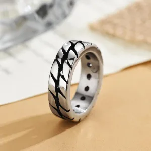 European And American Titanium Steel Tire Ring Retro Fashion Men's And Women's Personality Punk Stainless Steel Stripe Ring Factory Direct Supply