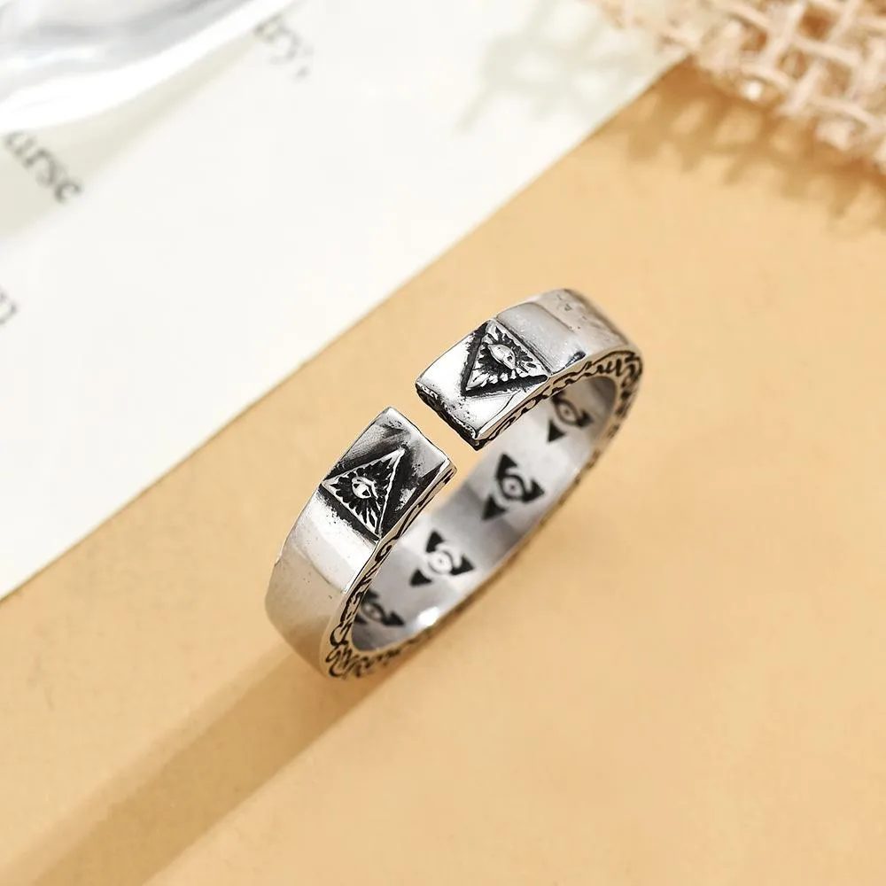 Eye Of God Ring Trendy Men's Cold Style Open Ring Retro Old Men's Single Ring
