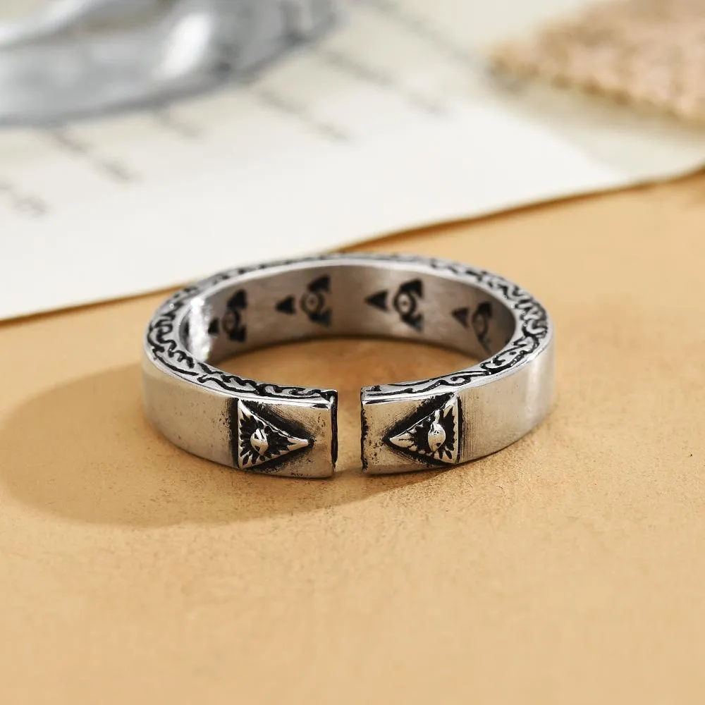 Eye Of God Ring Trendy Men's Cold Style Open Ring Retro Old Men's Single Ring