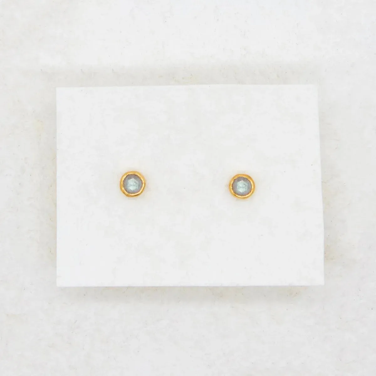 Faceted Gem Dot Stud Earrings