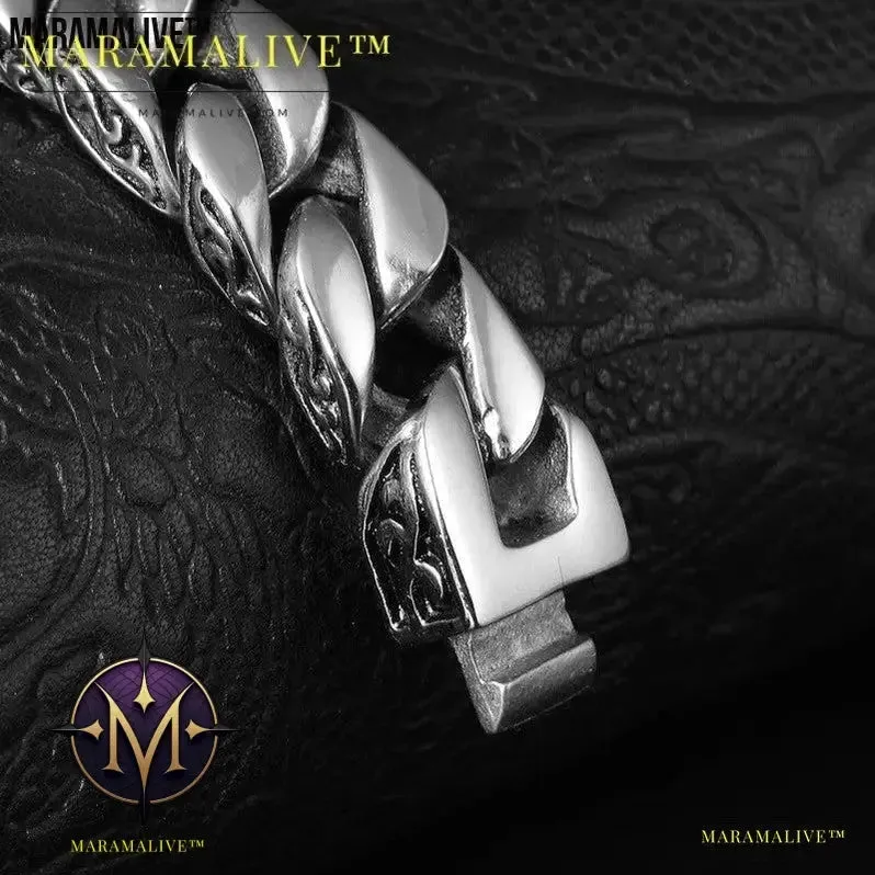 Fashion Men Titanium Steel Bracelet Lace Totem Titanium Steel Bracelet