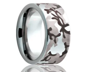 Flat Urban Camo Engraved Titanium Ring
