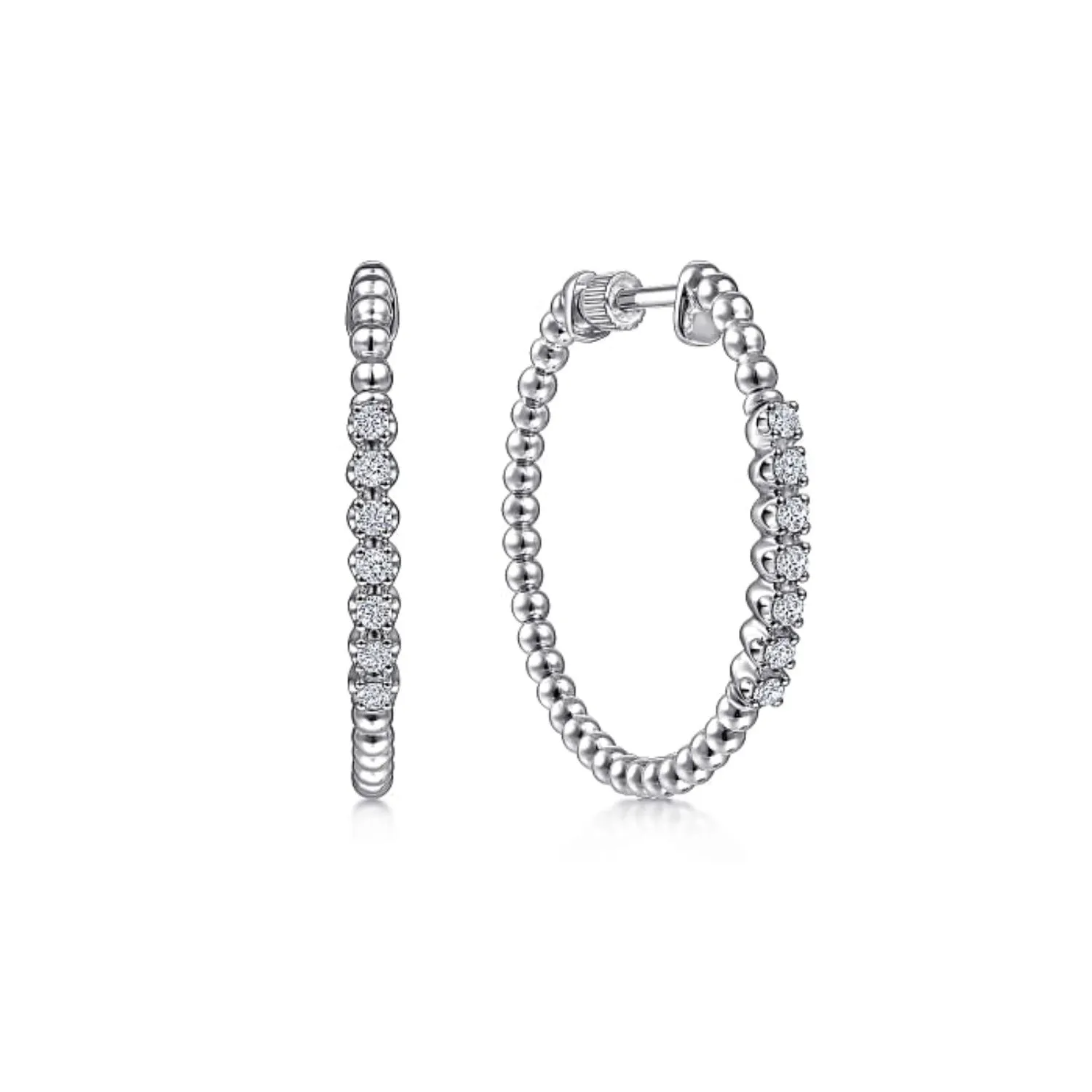 Gabriel & Co. 30mm Bujukan Diamond Classic Hoop Earrings