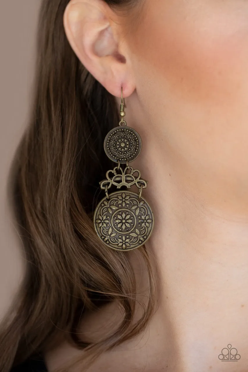 Garden Adventure Brass Paparazzi Earrings