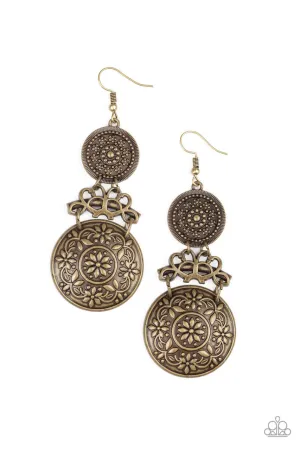 Garden Adventure Brass Paparazzi Earrings