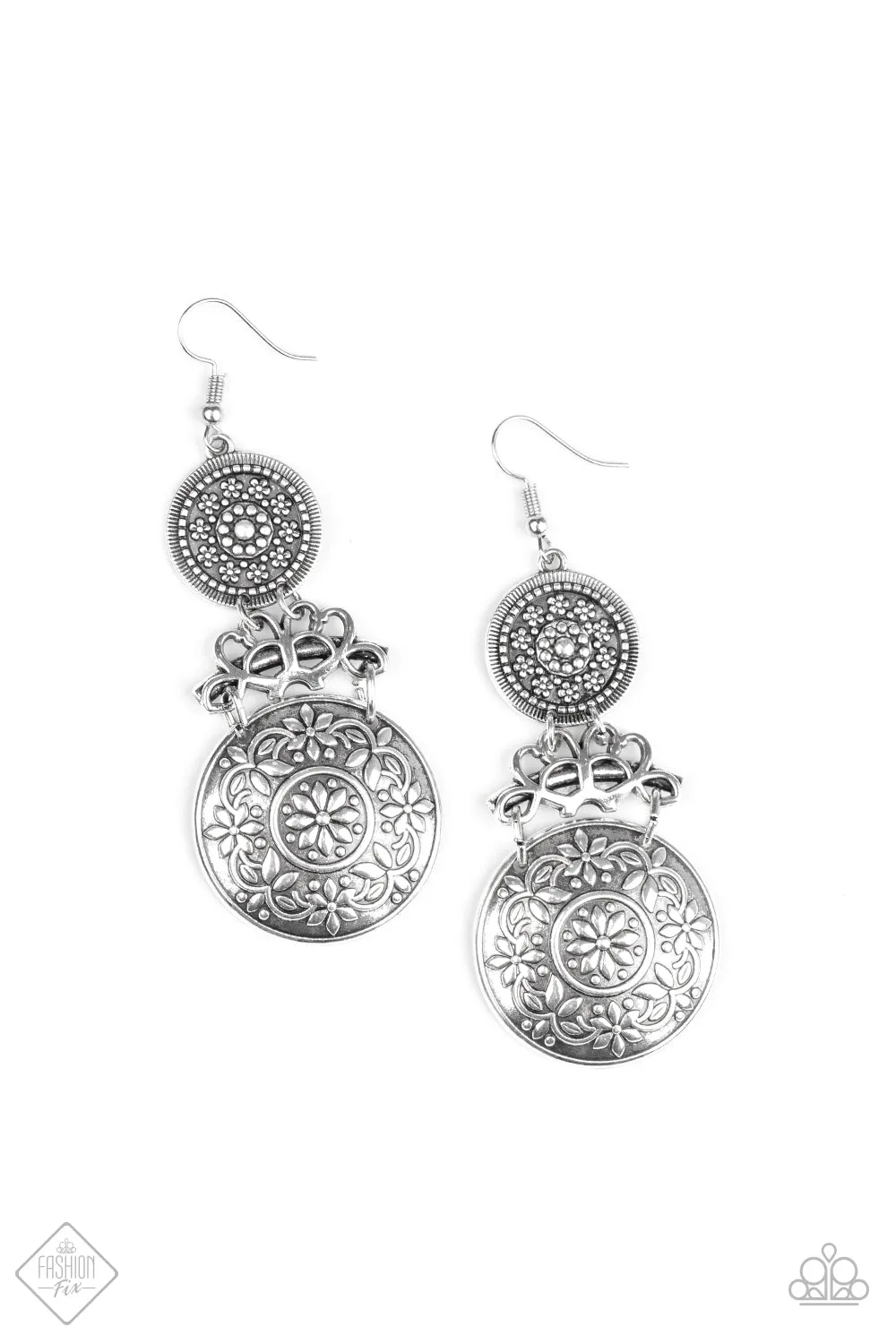 Garden Adventure - Silver Paparazzi Earrings