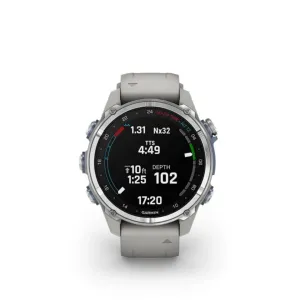 GARMIN DESCENT MK3 – 43MM STAINLESS STEEL WITH FOG GRAY SILICONE BAND