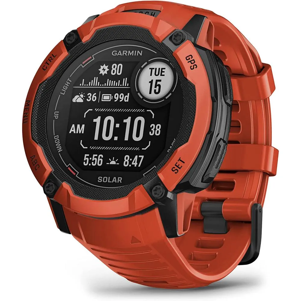 Garmin Instinct 2X Solar Rugged GPS Smartwatch Flame Red with 2 Year Warranty