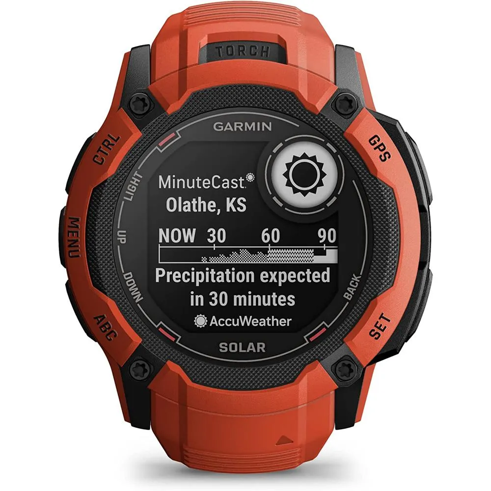 Garmin Instinct 2X Solar Rugged GPS Smartwatch Flame Red with 2 Year Warranty