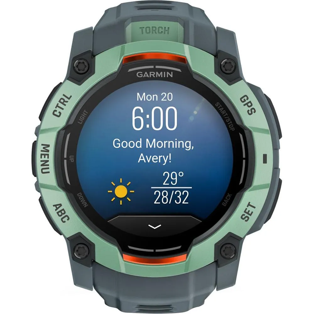 Garmin Instinct 3 - 50 mm GPS Smartwatch, AMOLED   Charging Dock   Protector Bundle