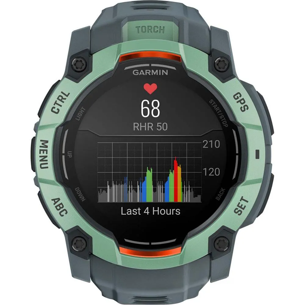 Garmin Instinct 3 - 50 mm GPS Smartwatch, AMOLED   Charging Dock   Protector Bundle