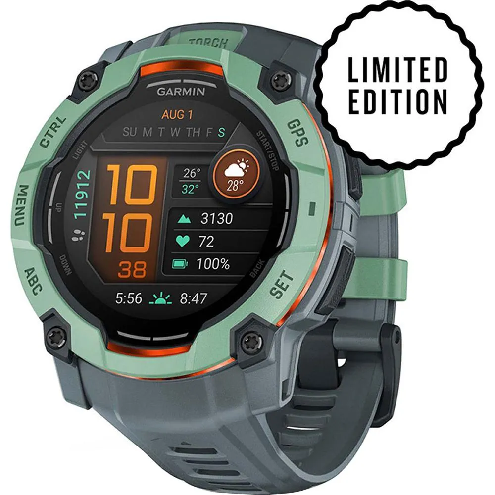 Garmin Instinct 3 - 50 mm GPS Smartwatch, AMOLED   Charging Dock   Protector Bundle