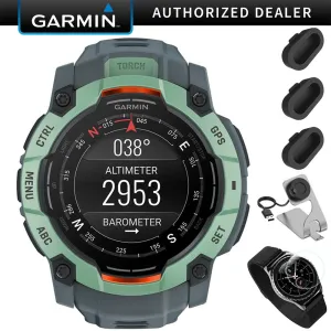 Garmin Instinct 3 - 50 mm GPS Smartwatch, AMOLED   Charging Dock   Protector Bundle