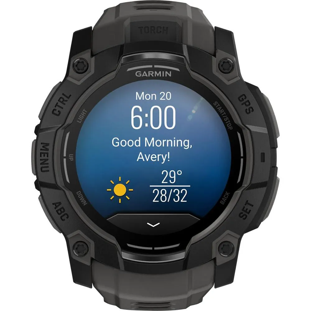 Garmin Instinct 3 - 50 mm Outdoor GPS Smartwatch, AMOLED, Black with Black Band