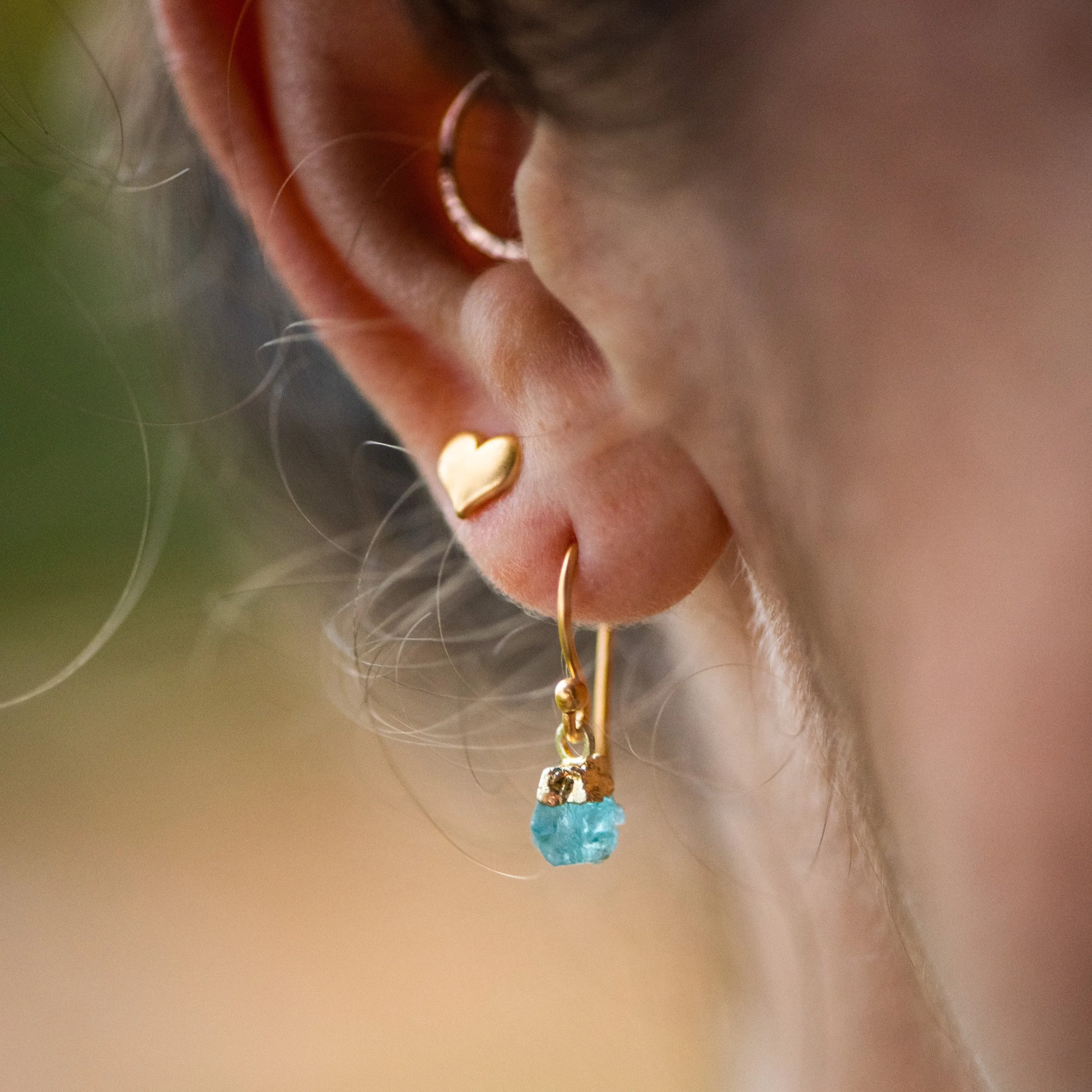 Gemstone Nugget Earrings - Apatite