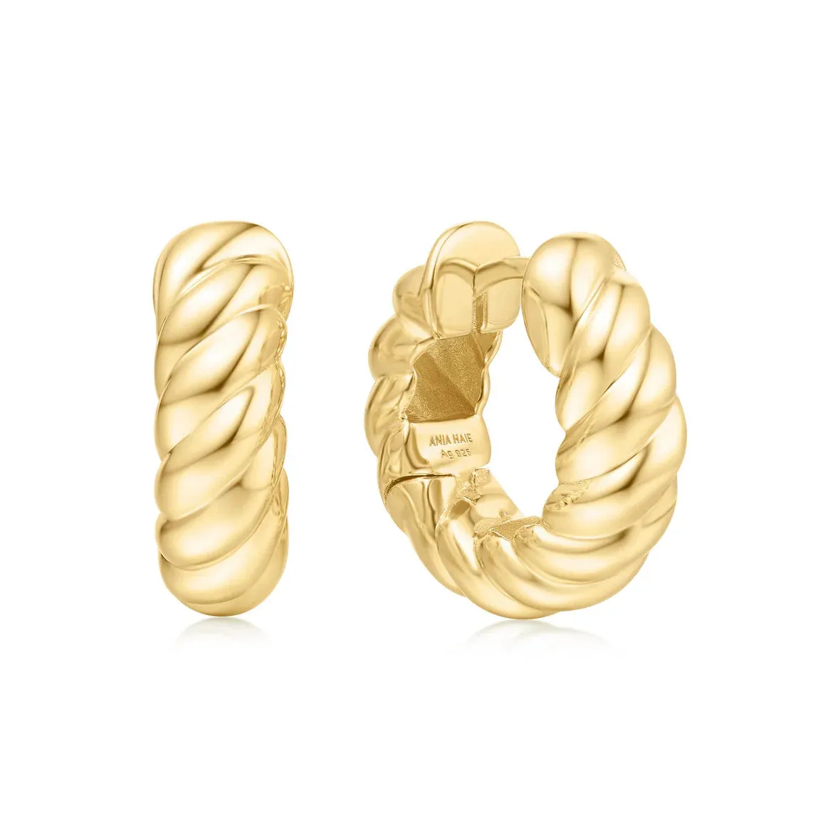 Gold Bold Texture Medium Huggie Hoop Earrings