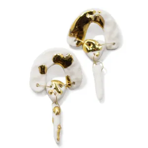 Gold Eclipse Porcelain Earrings
