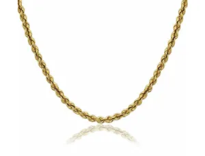 Gold Plated Solid .925 Sterling Silver 2.5MM Diamond-Cut Rope Chain