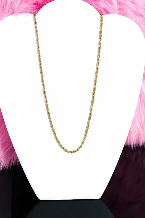 Gold Rope Chain Necklace - Unisex Statement Jewelry with Lifetime Warranty