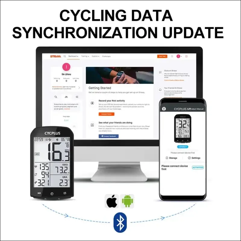 Gps bike computer - cycplus m1 wireless speedometer odometer waterproof bluetooth5.0