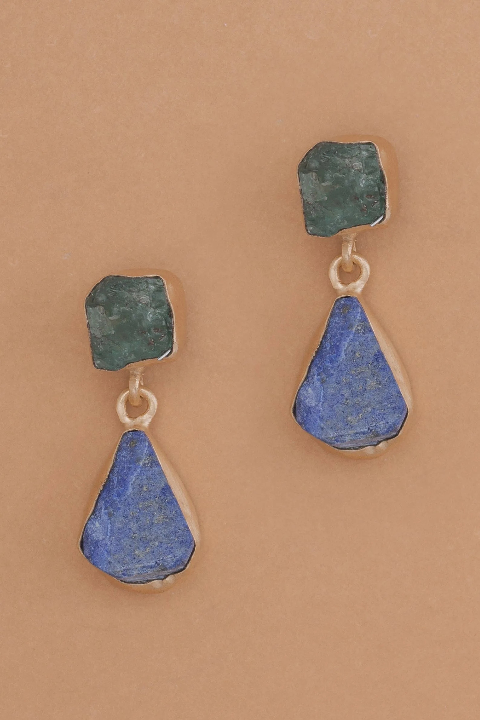 Green Blue Stone Drop Earrings