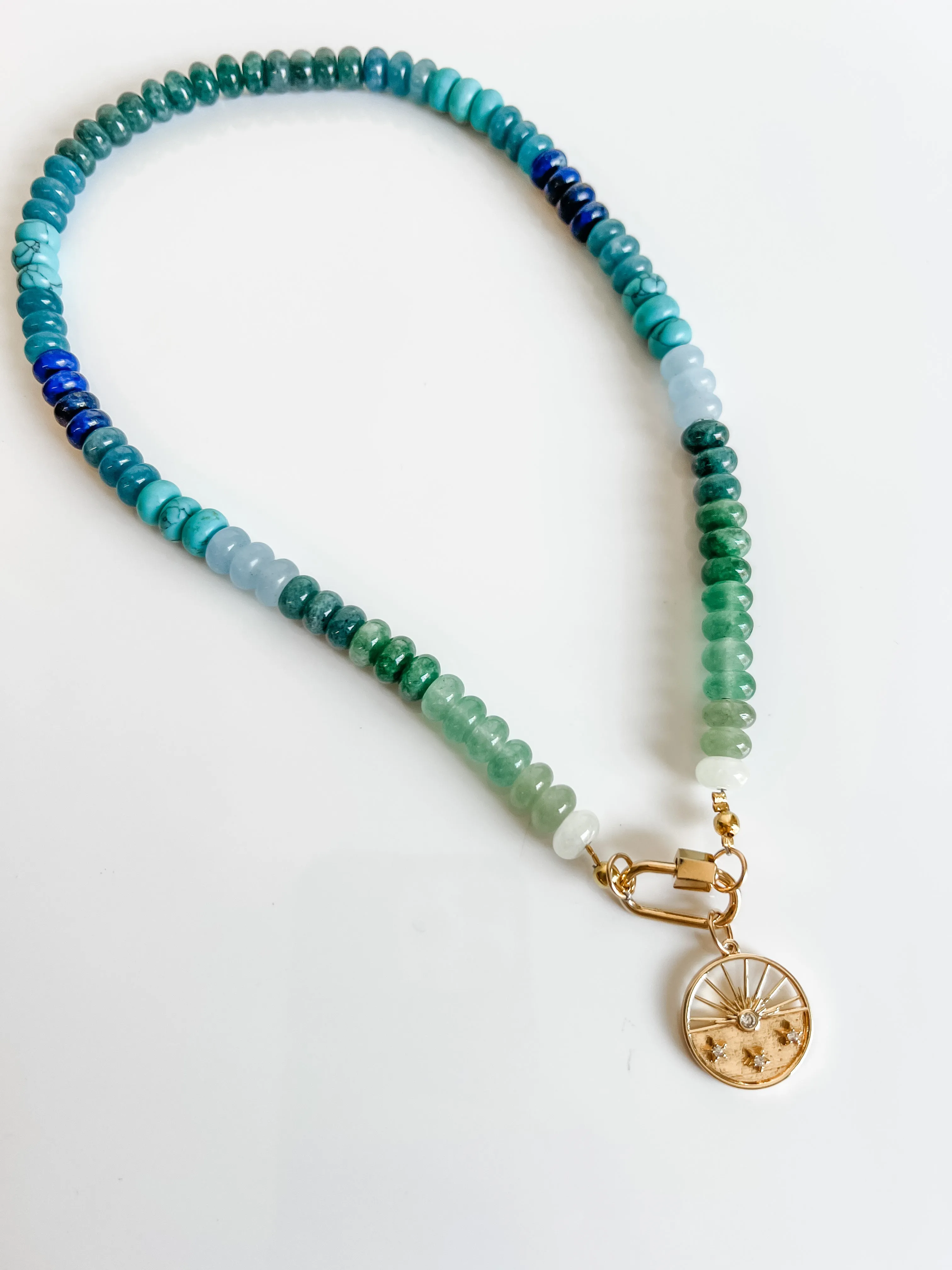 Green mixed gemstone candy necklace
