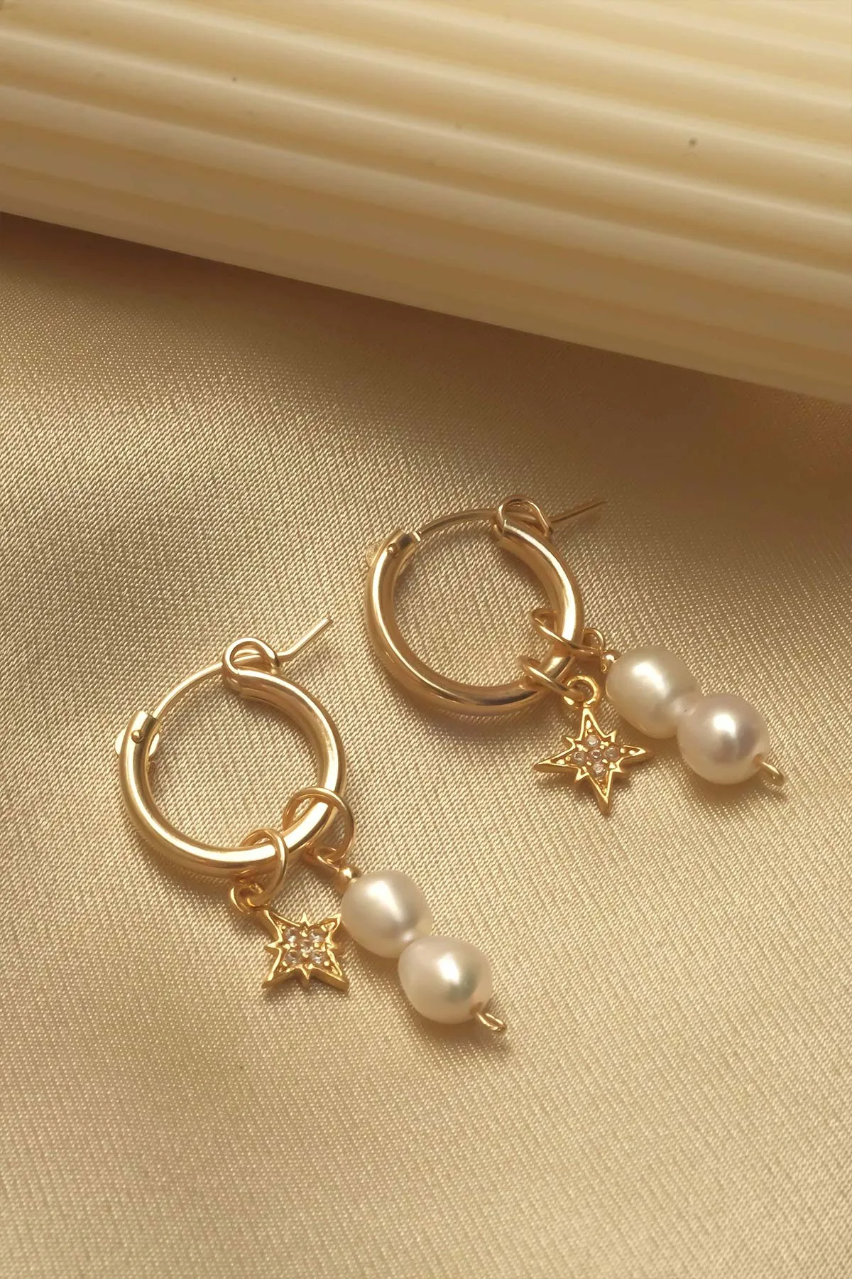Hailey Double Pearl Starburst Hoops