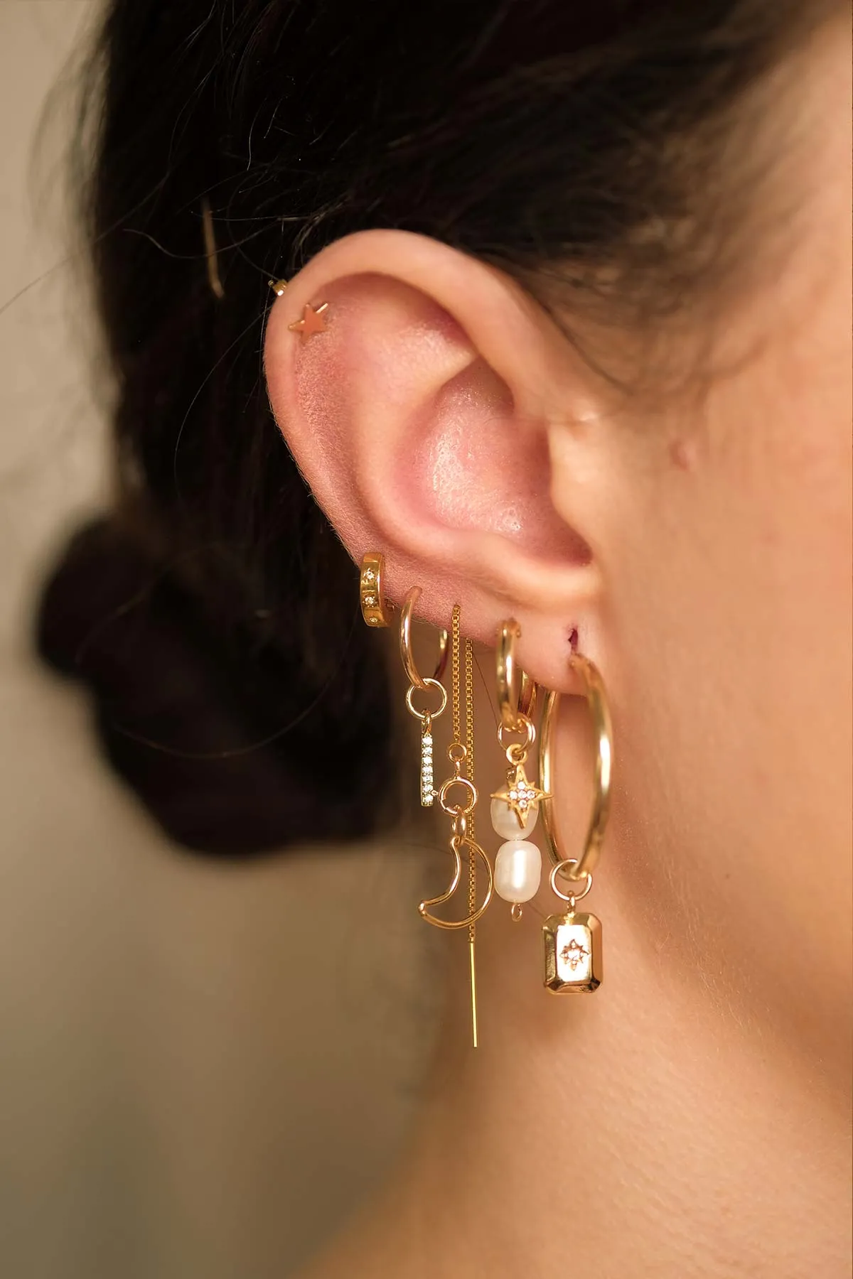Hailey Double Pearl Starburst Hoops