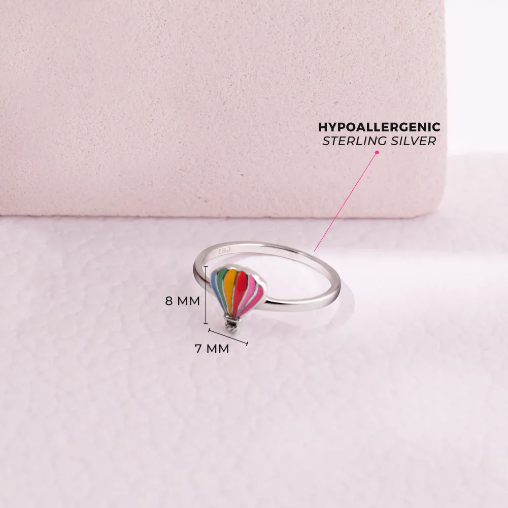 Hot Air Balloon Size 3-5 Baby / Toddler / Kids Ring Enamel - Sterling Silver