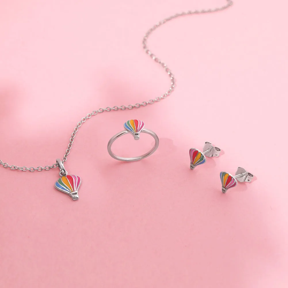 Hot Air Balloon Size 3-5 Baby / Toddler / Kids Ring Enamel - Sterling Silver