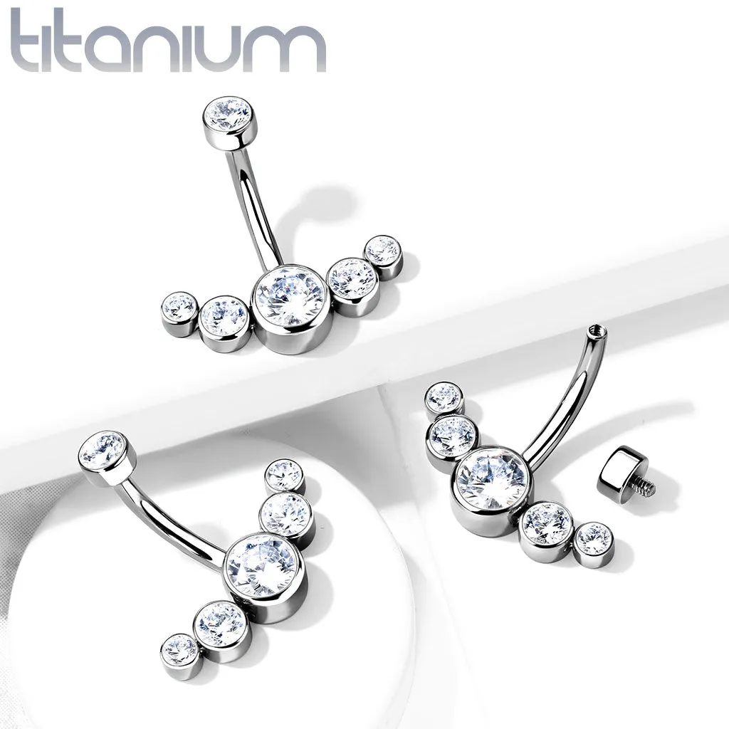 Implant Grade Titanium CZ Bezel Set Navel Belly Button Ring
