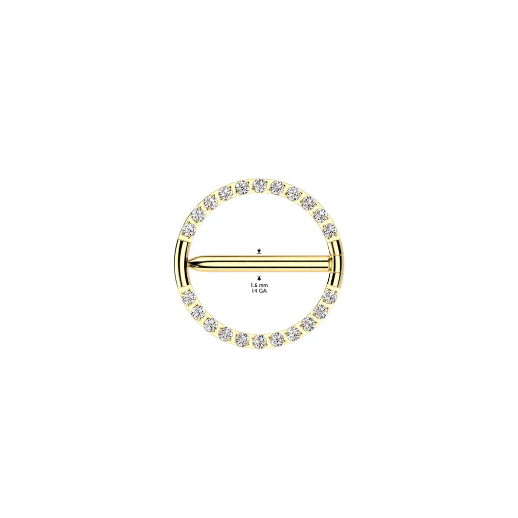 Implant Grade Titanium Gold PVD White CZ Hinged Clicker Nipple Shield