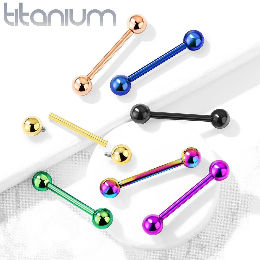 Implant Grade Titanium Internally Threaded Green PVD Straight Barbell