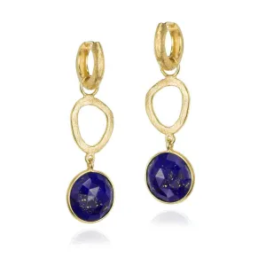 Jorge Revilla Sterling Sliver 18k Yellow Gold Vermeil Luna Drop Lapis Earrings – PE129-67/LAO