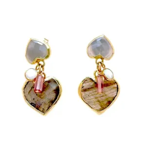Kate Double Heart Charm Earrings