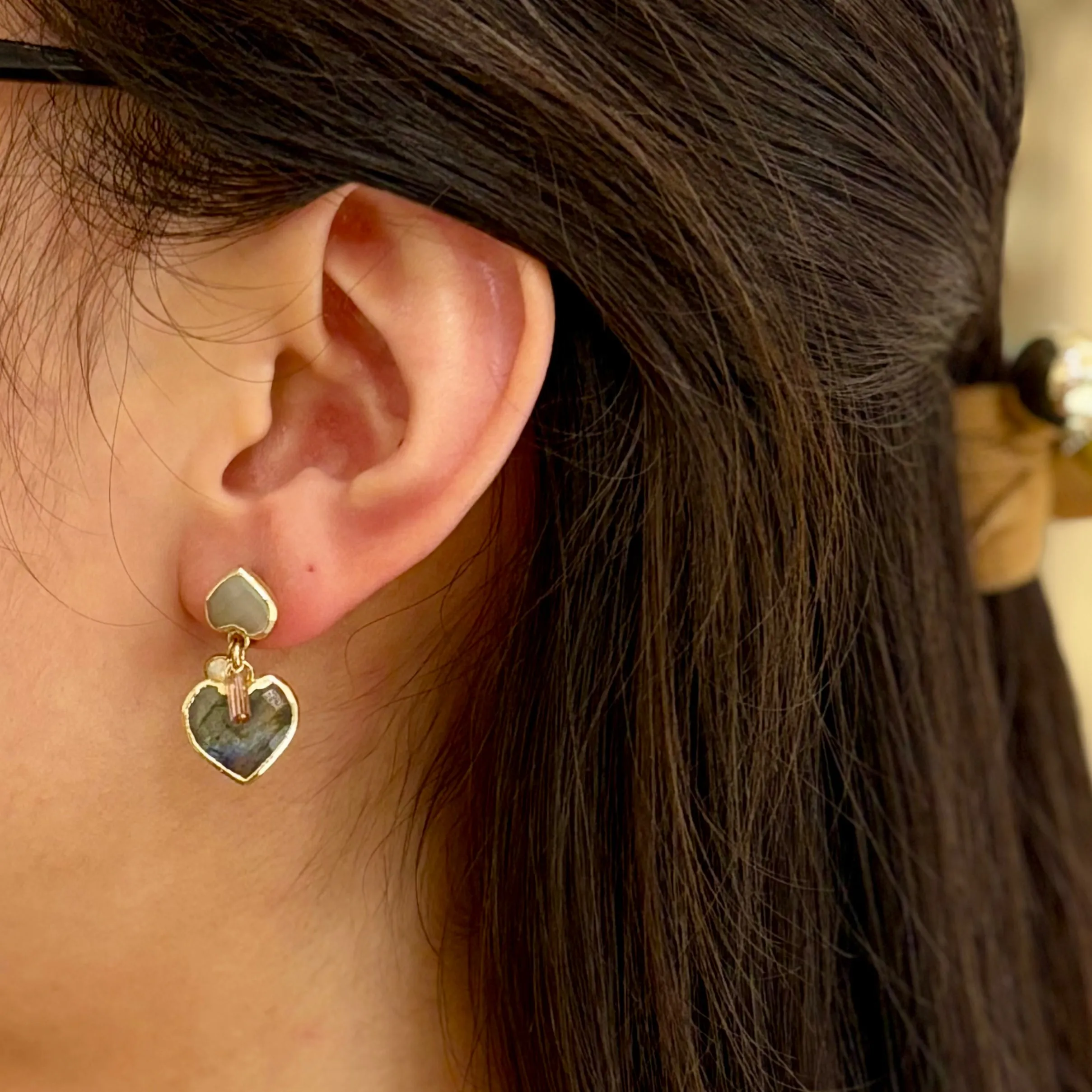 Kate Double Heart Charm Earrings