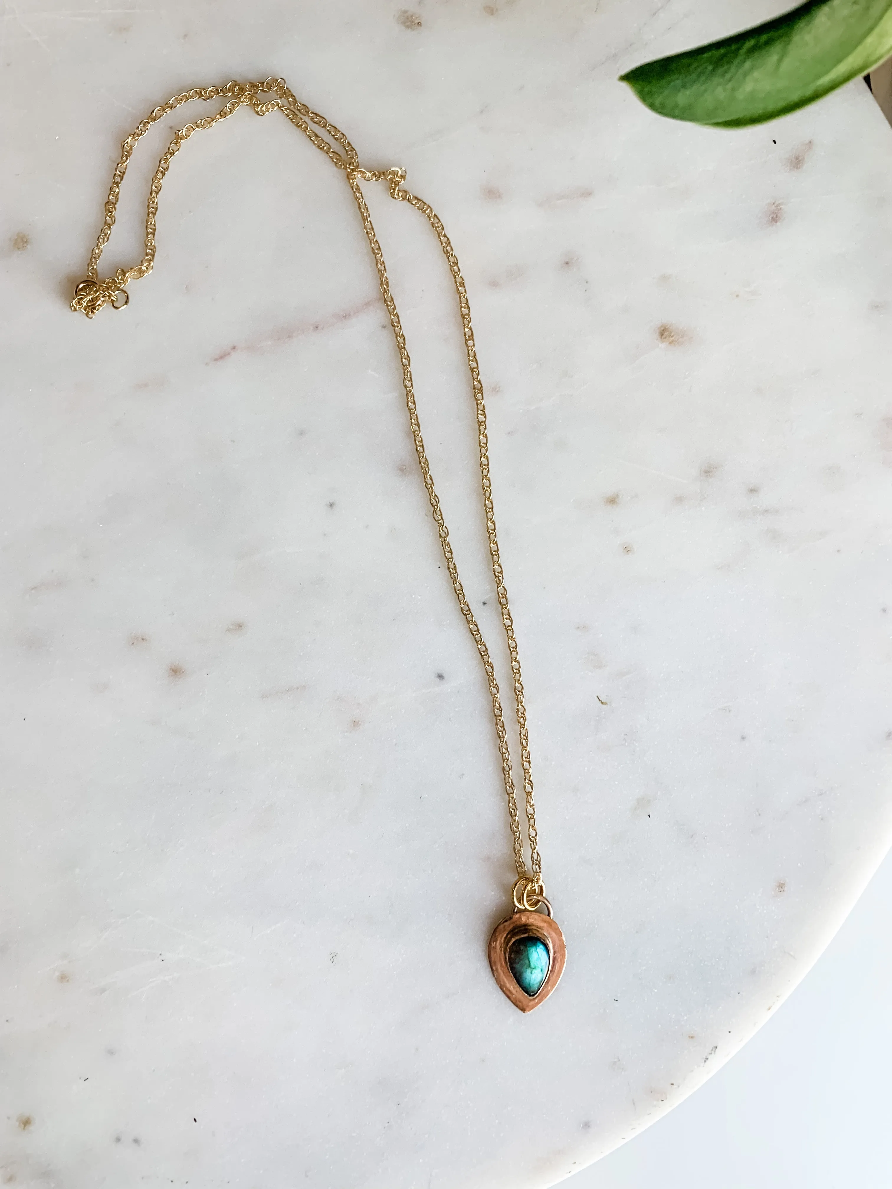 Labradorite Teardrop Gold Delicate Necklace