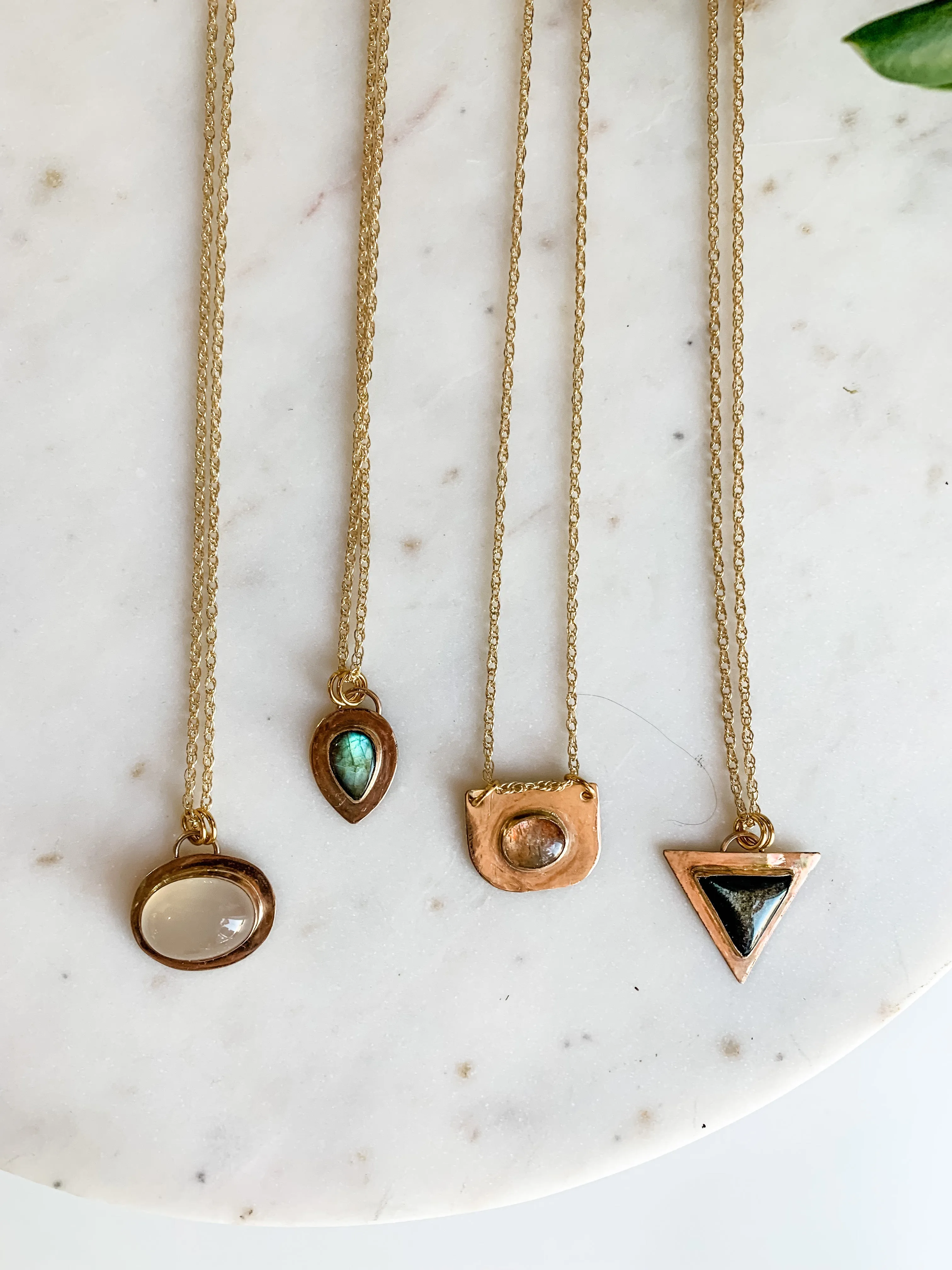 Labradorite Teardrop Gold Delicate Necklace